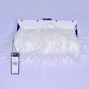 π BCBGMaxAzria White Feather Clutch